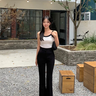 Museal Halterneck Contrast Ribbed Sleeveless Knit