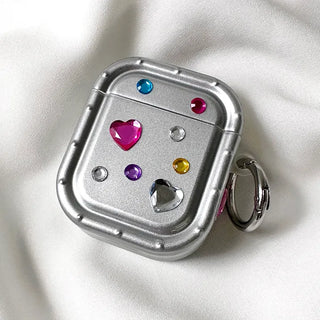Funny Sticker Decorating Y2K Silver Metal AirPods Case
