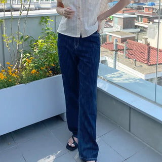 Beni Semi-Wide Dark Blue Denim Pants