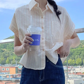 Noir Cotton Striped Short Sleeve Shirt