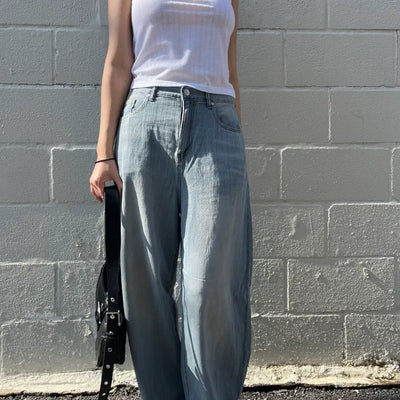 Summer Wide Long Denim Pants (2 colors)