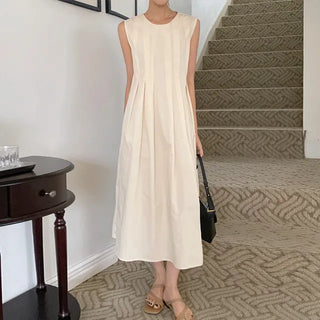 Eiffel Pintuck Sleeveless Long Dress