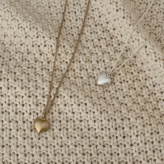 Vintage Chubby Heart Necklace Pendant Necklace Chain Necklace