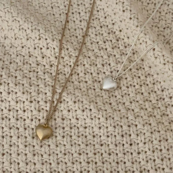 Vintage Chubby Heart Necklace Pendant Necklace Chain Necklace