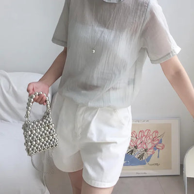Bead bag, detachable chain, bead mini bag, silver bag