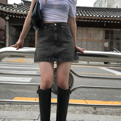 Salt Tin Denim Mini Skirt (2 colors)