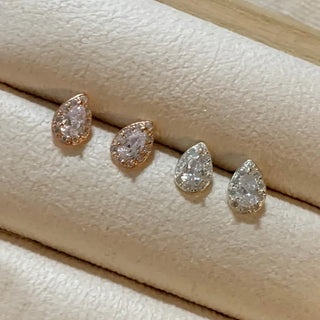Teardrop Cubic Clutch Earrings (Silver, Rose Gold)