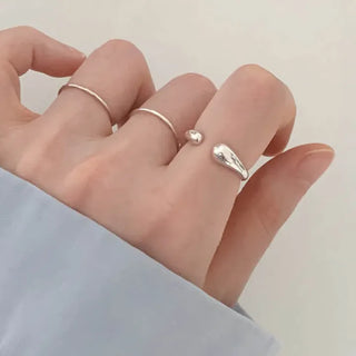 Teardrop Volume Open Ring (Silver, Rose Gold)