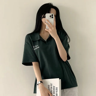 Protective Instinct Oversized Fit, Collar Lettering Boxy Short Sleeve T-shirt