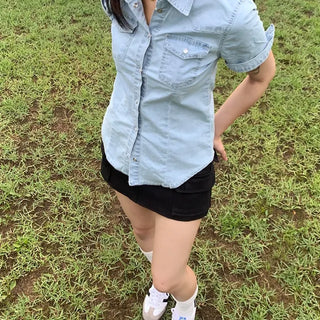 Summer Denim Short Sleeve Shirt