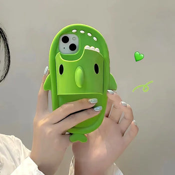Green Dinosaur Slipper Silicone 3D iPhone Case