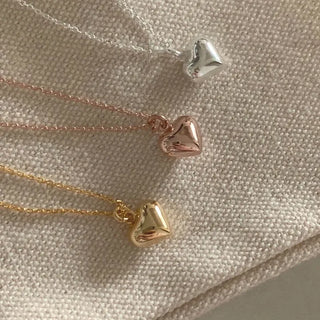 Chubby Heart Pendant Necklace (Silver, Rose Gold, Gold)
