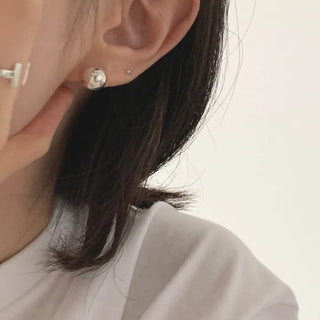 Round Hemisphere Stud Earrings (Silver, Gold)