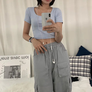 [Fit Guaranteed/Slim Fit] Square Basic Cotton Inner Crop Short Sleeve Tee (5 colors)