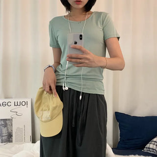[Standard ver./Loose Fit] Basic Condensed Milk Round Basic Plain Inner Short Sleeve T-shirt (9 colors)