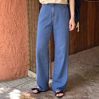 Flush Cooling Thin Summer Wide Denim Pants Light Wash Medium Wash Summer Jeans