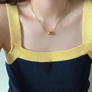 Round Ball Pendant Layered Silk Snake Chain Necklace