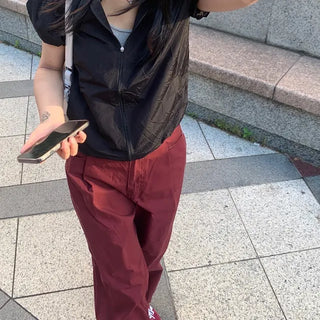 Short-sleeved windbreaker zip-up