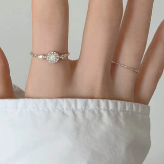 Opal Cubic Layered Foil Texture Ring