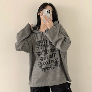 The Boxy Fit I've Been Looking For, Waffle Lettering Print Hoodie