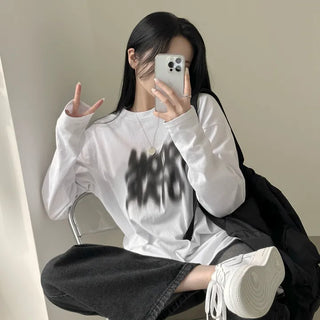 Hip Mood, Printed Painting Boxy Long Sleeve T-shirt