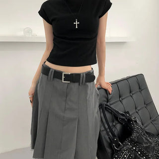 Half basic top / Half neck T-shirt