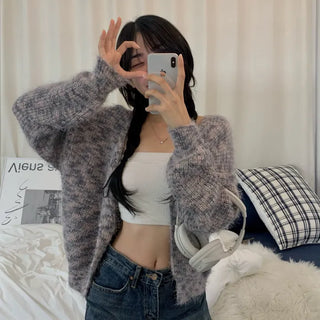 [Delicate Fit/Loose Fit] Heather Gradient V-Neck Cardigan (5 colors)