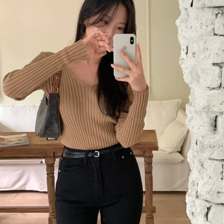 Rubol V-neck Slim Fit Ribbed Knit