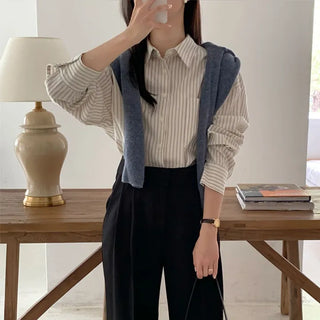 Oversized Striped Shirt  Autumn Shirt