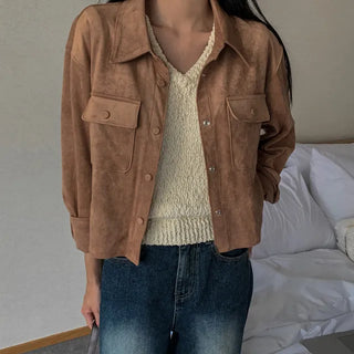 Suede pocket shirt