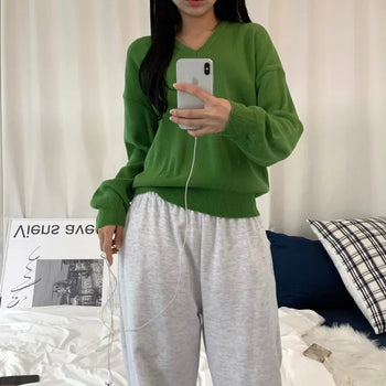 [Daily Version] Cozy Basic Loose Fit V-Neck Knit (9 colors)