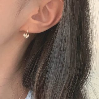 Voluminous Asymmetrical Heart Hoop Earrings (Silver, Gold)