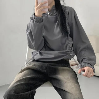 Staff string shirred hood
