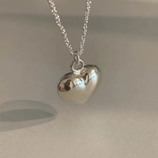 Knit Chain Chubby Heart Long Necklace