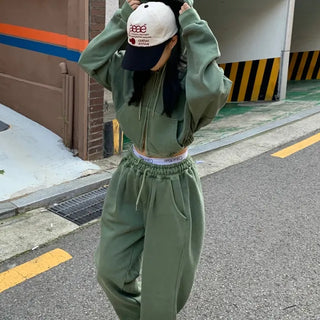 Pigment Crop Zip-Up Hoodie