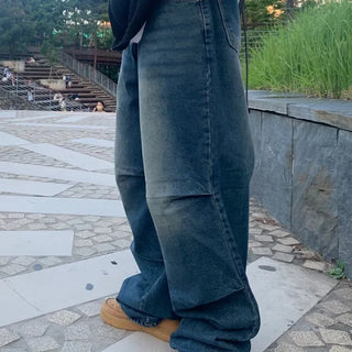 Two-pintuck wide denim