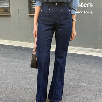 Beaute Raw Denim Straight Pocket Long Bootcut Pants