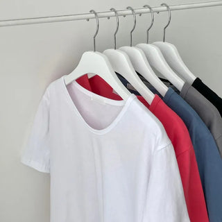 Melts Basic U-Neck Loose Fit Layered Short Sleeve T-Shirt
