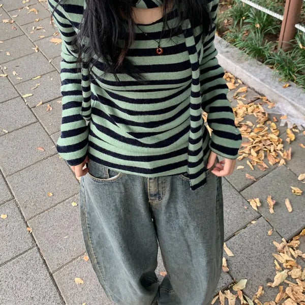 Striped Scarf Knit Tee