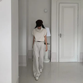 Wear cotton pintuck pants