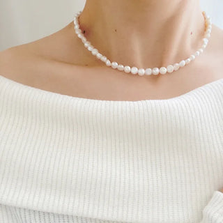 Freshwater pearl necklace  Imperfect pearl necklace, pearl choker necklace