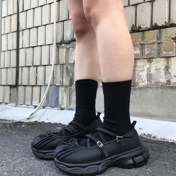 Ribbon strap ugly shoes