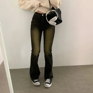[New Autumn Arrival] Brownie Slit Wash Semi-Bootcut Jeans