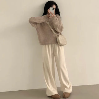 Protective Instinct Avant-Bottom Fit, Cozy V-Neck Loose Long Sleeve Knit