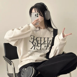 Full of Cuteness, Waffle Lettering Boxy Sweatshirt