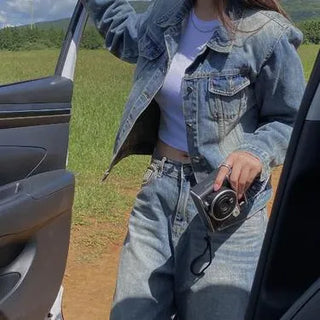 Now Words Washed Denim Jacket / S - M /