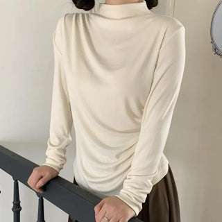 Yuno Shirred Mock Neck T-shirt