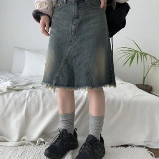 [OOTJ] Ichi Tassel Denim Midi Skirt