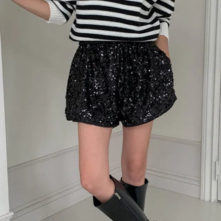 These sequin elastic pants