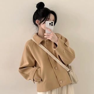 Cute Avant-garde Fit, Raglan Collar Single Short Coat